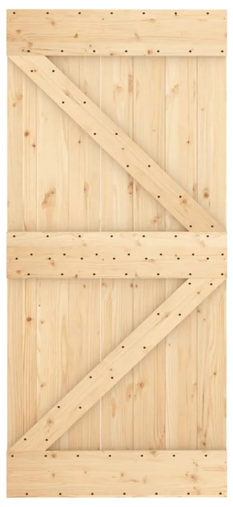 tömör fenyőfa tolóajtó fémszerelék szettel 95 x 210 cm