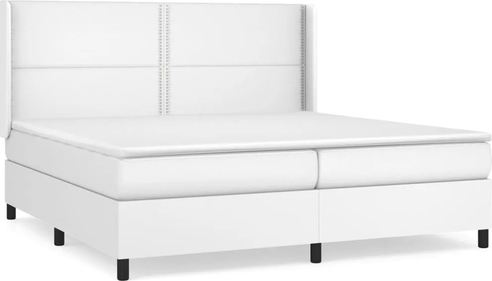 vidaXL fehér műbőr rugós ágy matraccal 200 x 200 cm