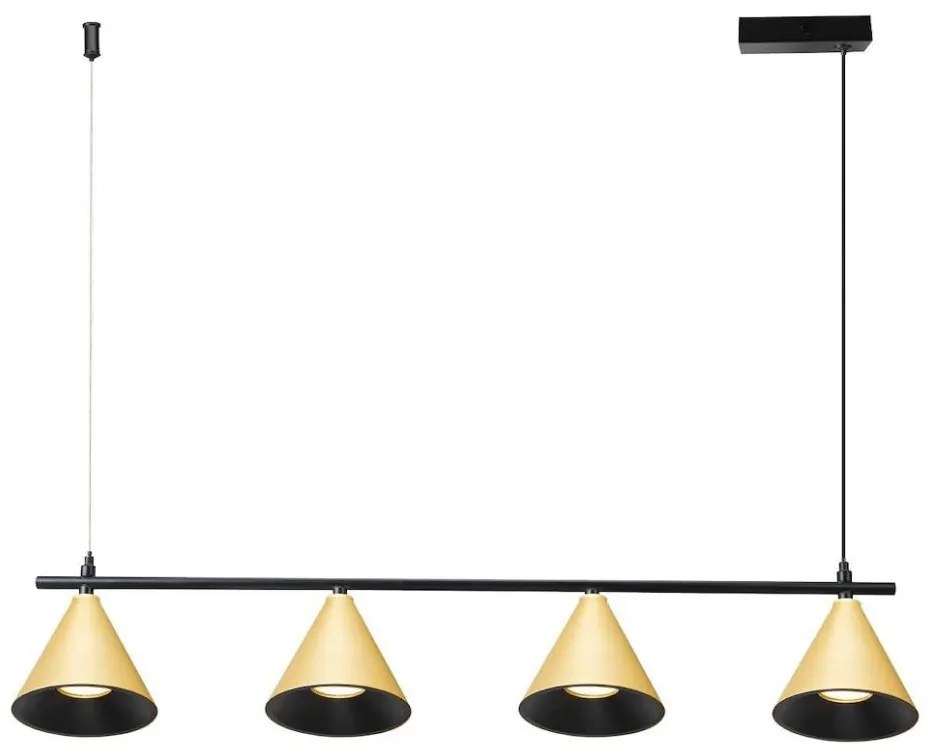 Csillár zsinóron CONE 4xGU10/10W/230V arany/fekete