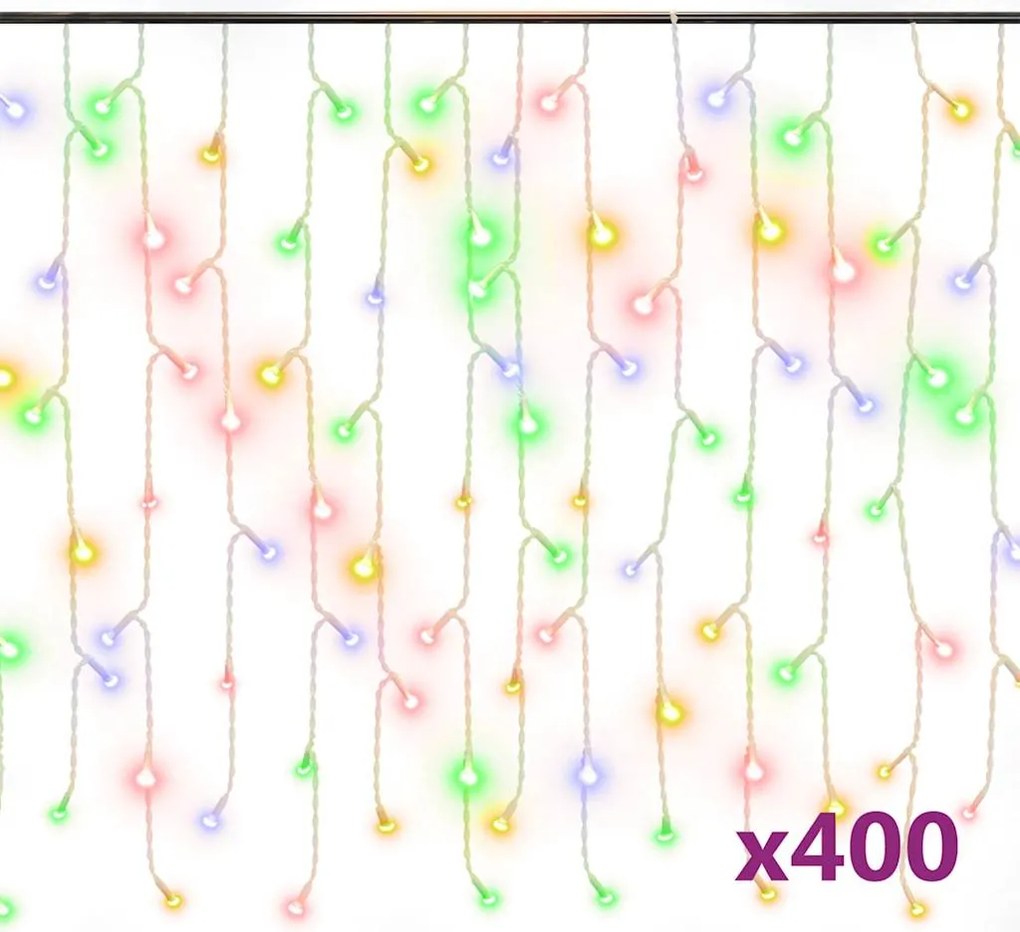 vidaXL 8 funkciós színes LED-es jégcsapfényfüggöny 400 LED-del 10 m