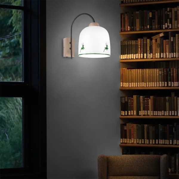 Kolarz A1352.61.G.100-Fali lámpa NONNA 1xE27/60W/230V szarvas tölgy/fehér/zöld