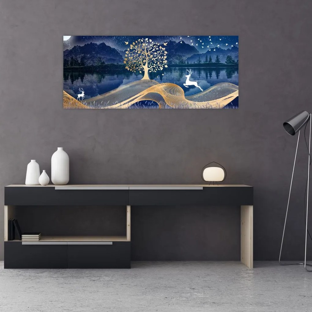 Szarvas képe teliholdkor (120x50 cm)