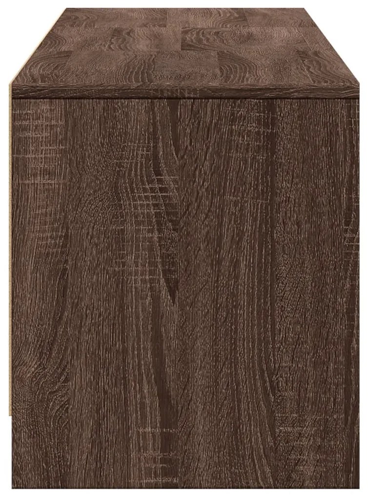 barna tölgy színű szerelt fa TV-szekrény LED-del 165x34x40 cm