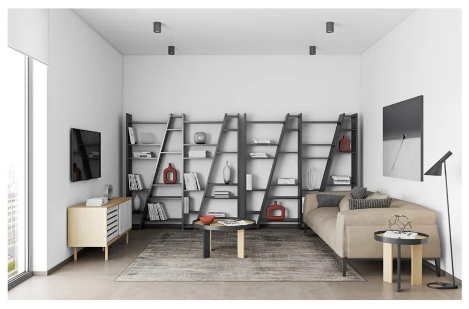 Delta matt fekete könyvespolc - TemaHome