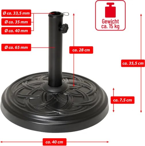 Napernyőtalp kerek Ø 40 cm fekete
