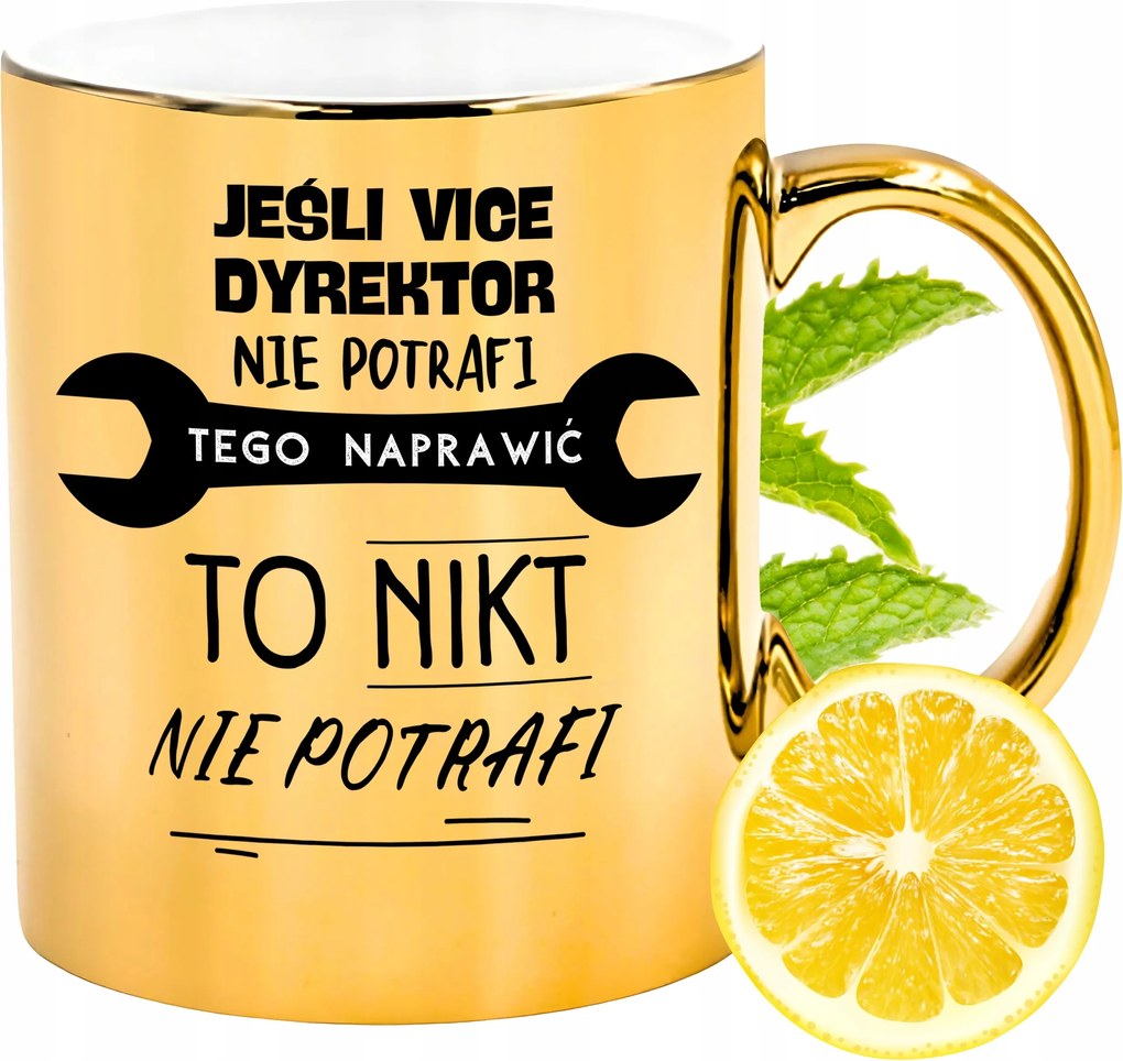 Arany csillogó bögre az igazgatóhelyettesnek ajándék fényképes nyomtatással