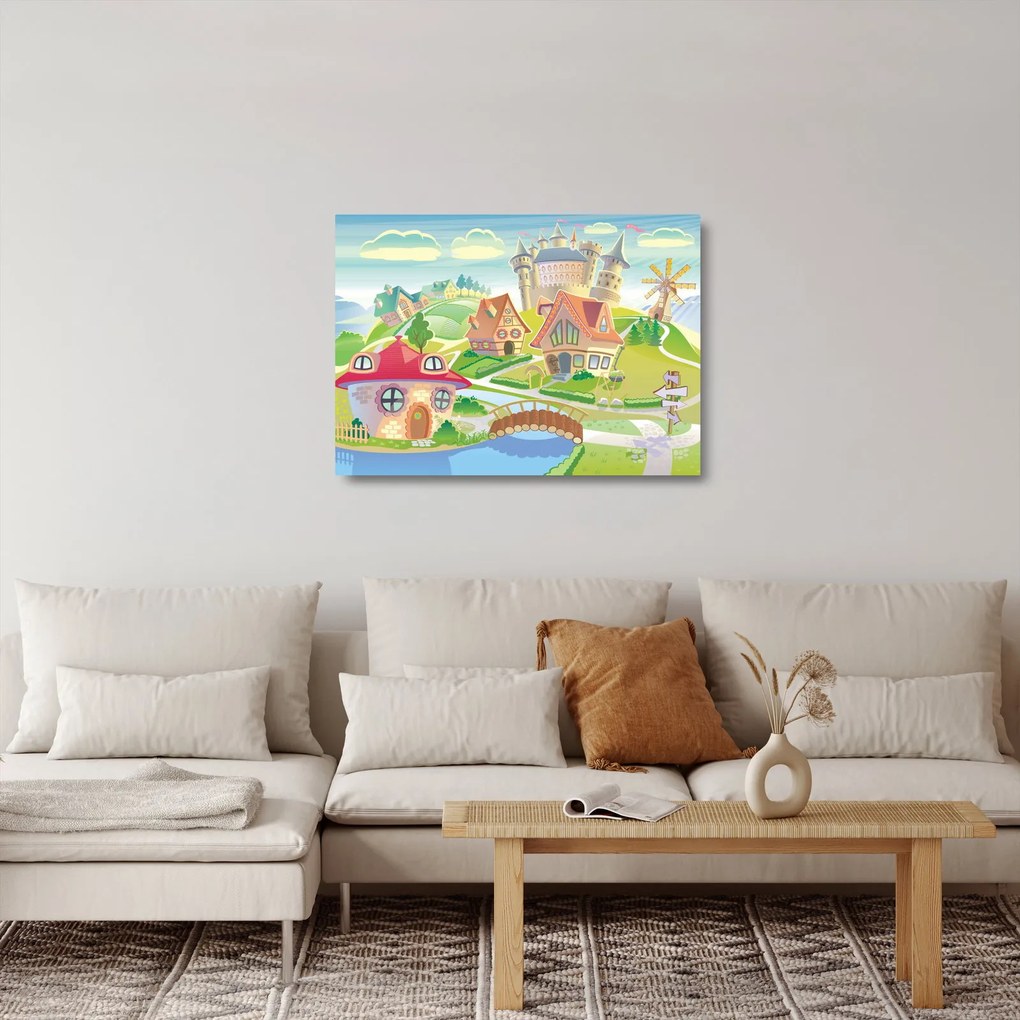 Kép - színes város (üvegen) (70x50 cm)