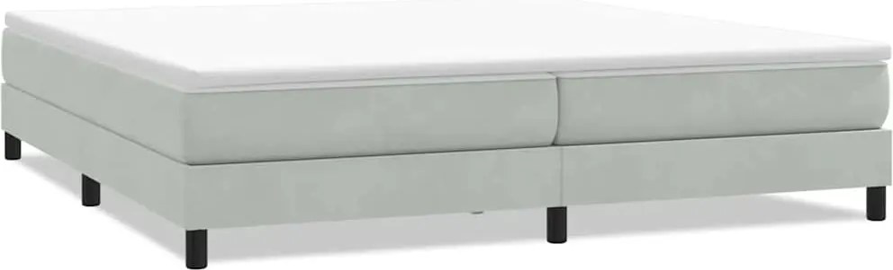 vidaXL világosszürke bársony rugós ágy matrac nélkül 200x210 cm