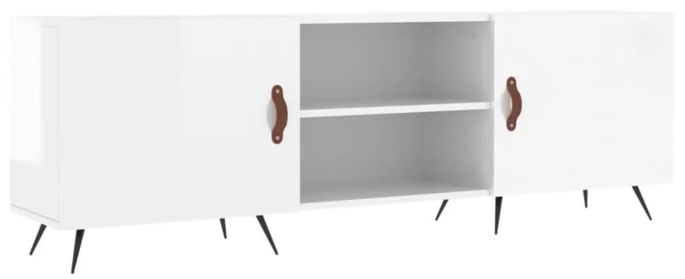 fehér magasfényű szerelt fa TV-szekrény 150x30x50 cm