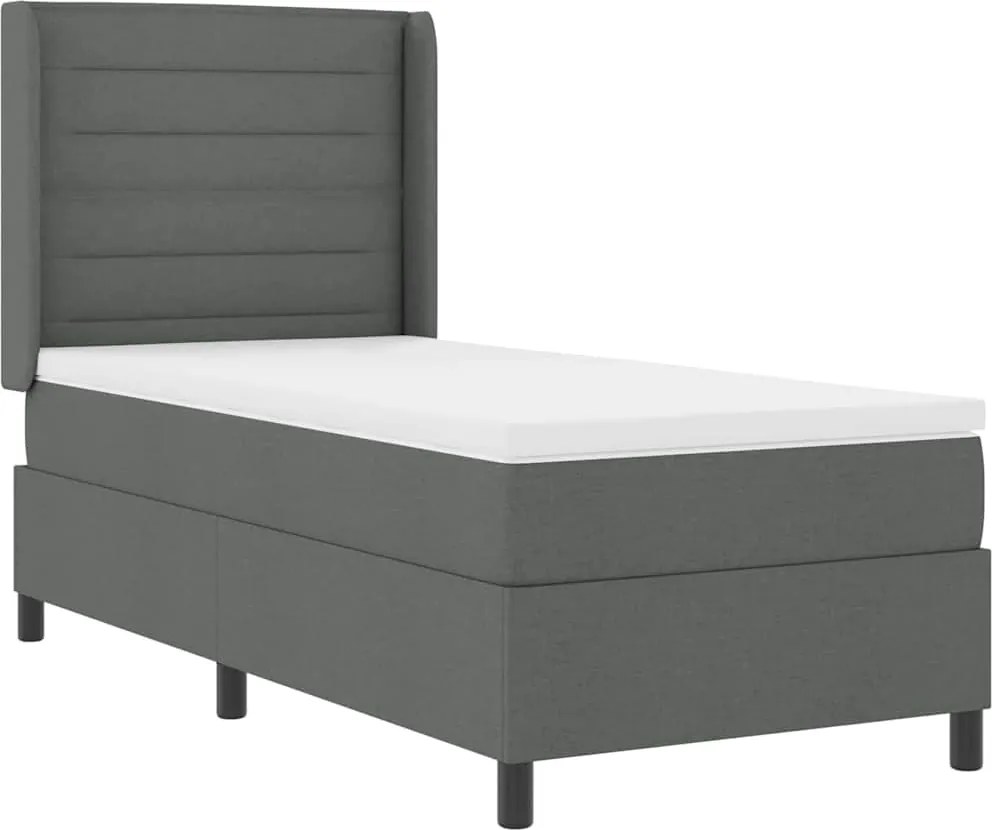 vidaXL LED Box Spring Ágy matracmal Sötétszürke 80 x 200 cm szövet