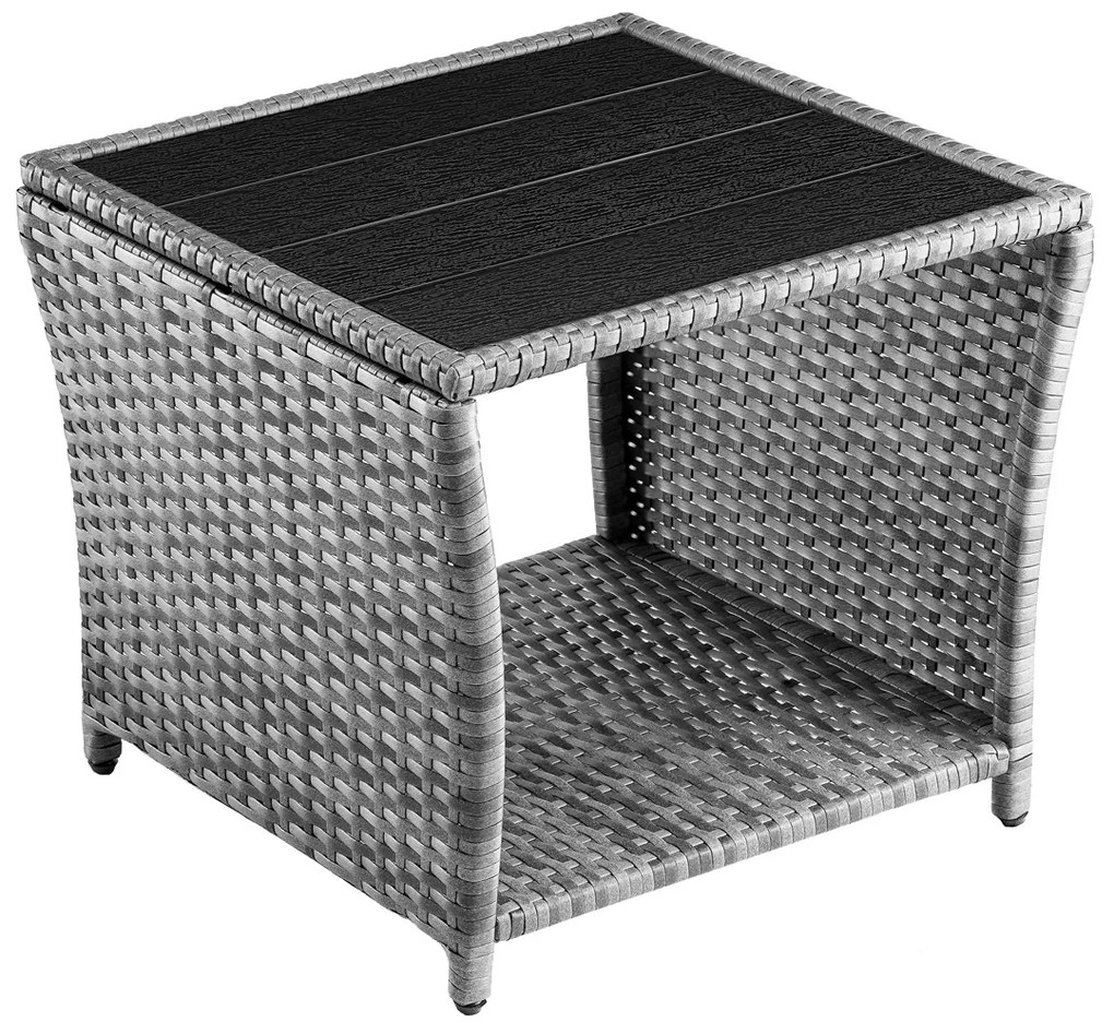 Casaria® Vedis polyrattan asztalka 45x45x40 cm - szürke