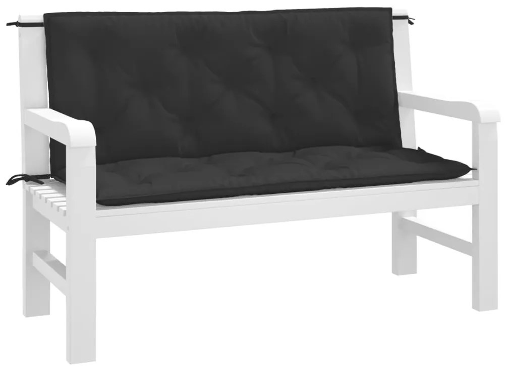 2 db fekete oxford szövet kerti padpárna 120 x 50 x 7 cm