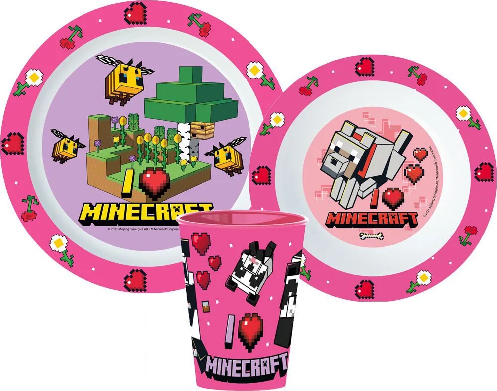 Minecraft Girls étkészlet, micro műanyag szett, pohárral 260 ml
