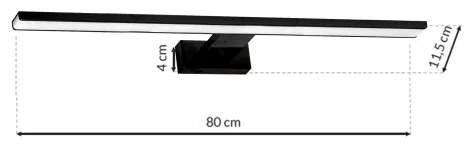 LED-es fürdőszobai tükörvilágítás SHINE BLACK LED/15W/230V 80 cm IP44 fekete