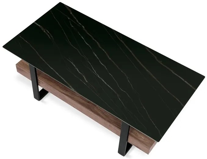 Fekete Márványhatású Luxus Dohányzóasztal. Méret: 120x60 cm. Terhelhetőség: 25 kg. AHG-286