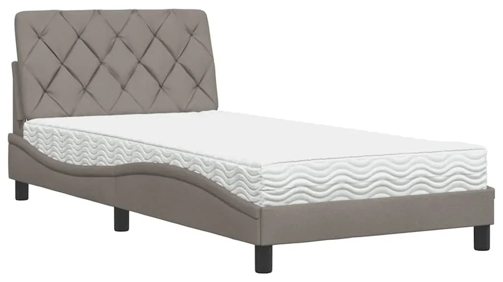 tópszínű szövet ágy matraccal 100x200 cm