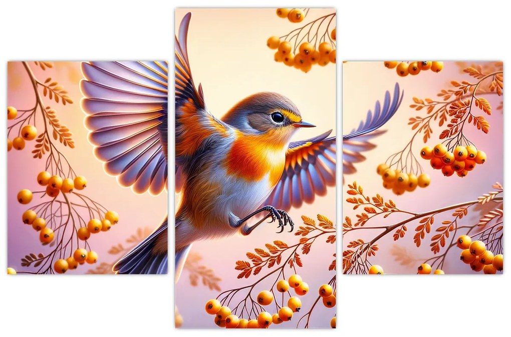 Kép - Madár berkenyével (90x60 cm)