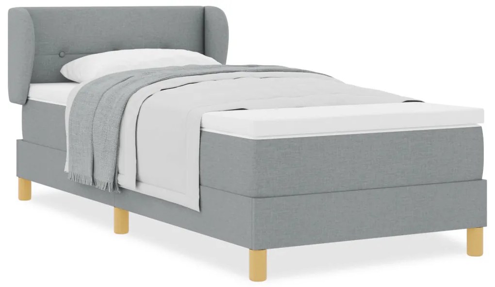 Boxspring Ágy Matraccal - Világosszürke, 80x200 cm, Szövet