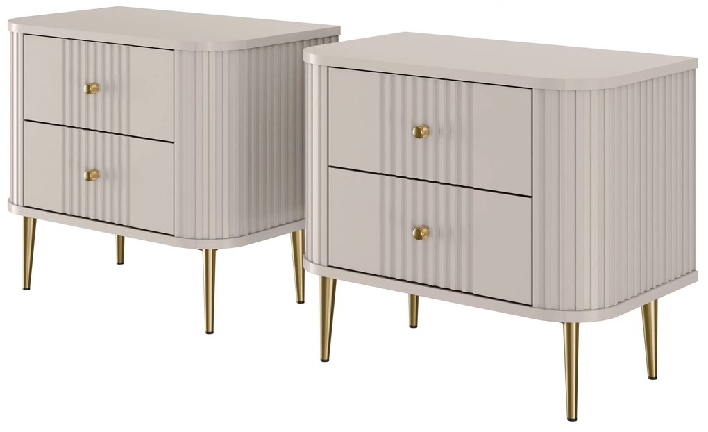 Vesper 56 cm-es éjjeliszekrény készlet - kasmír / arany lábak
