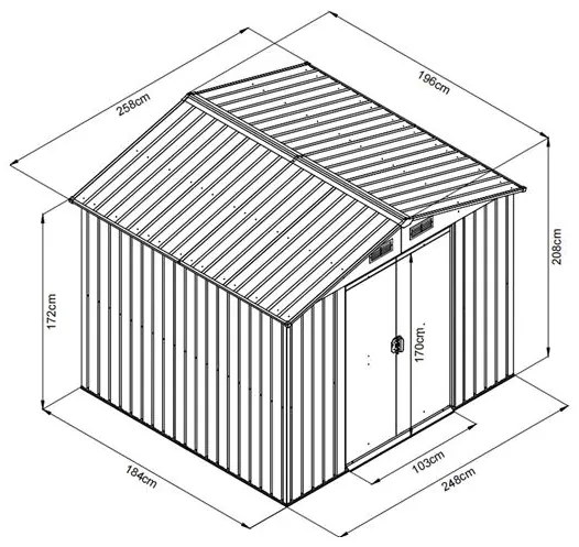 Avenberg Kerti ház szerszámokra 2.0 x 2.6 m, BARNA, SD-X68E-H170