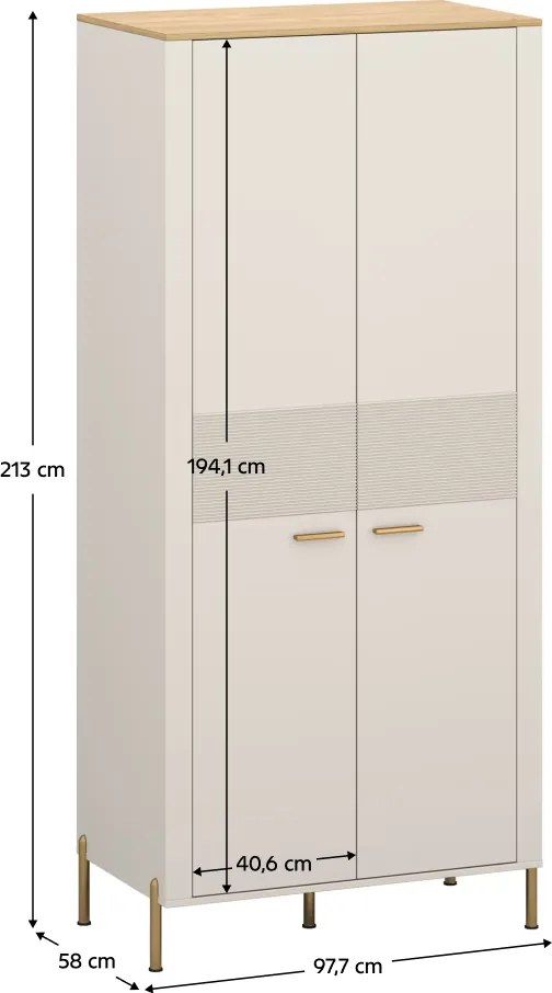 Szekrény, kasmír/kő tölgy, RUNOL 2D