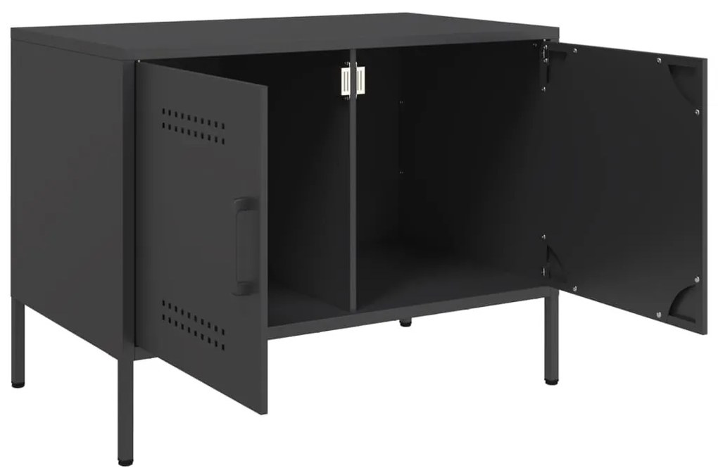 2 db fekete acél TV-szekrény 68 x 39 x 50,5 cm