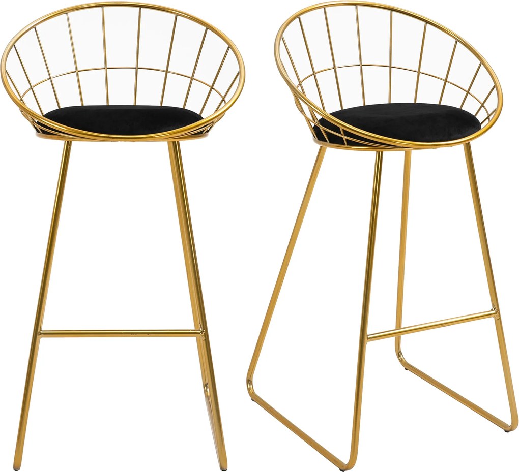 HOMCOM 2 darabos Magas Konyhai Bárszék Szövet Üléssel Acapulco Székek Támlával és Lábtartóval 52.5x47x97 cm Arany | Aosom