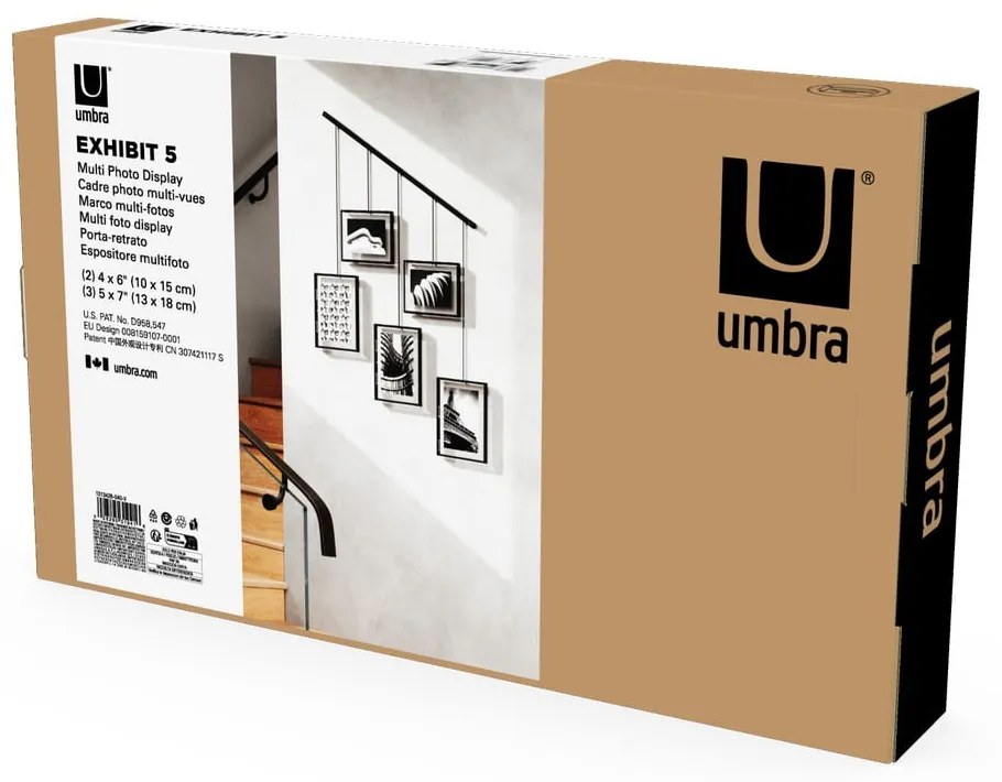 Fekete fém fali képkeret szett 5 db-os 79x43 cm Exhibit – Umbra