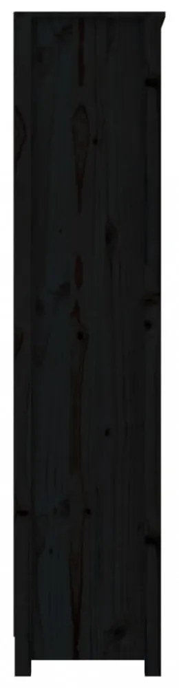fekete tömör fenyőfa könyvszekrény 80x35x154 cm