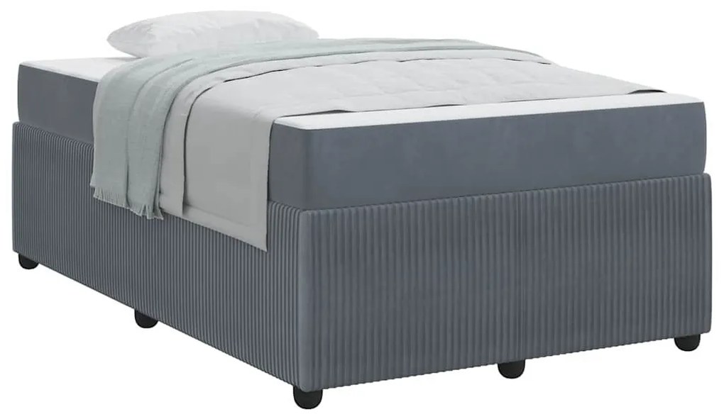 Ágykeret matraccal matracmal Sötétszürke 120 x 190 cm Bársony