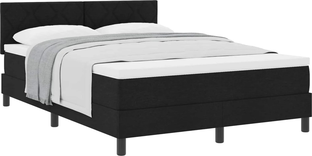 vidaXL Boxrugós ágy matracmal fejtámlával Fekete 160 x 200 cm szövet
