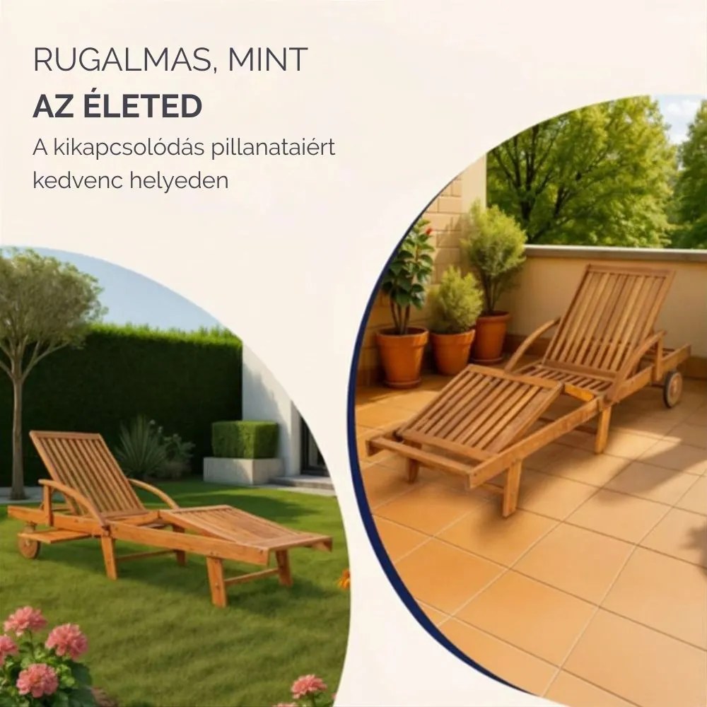 TAMI SUN kerti nyugágy, 195,5x69x85cm, természetes barna Jurhan