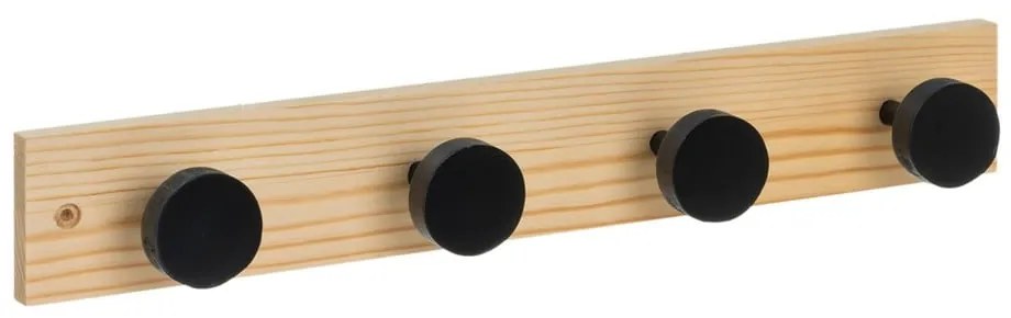 Fekete-natúr színű borovi fenyő fali fogas 40 cm Anillos – Casa Selección