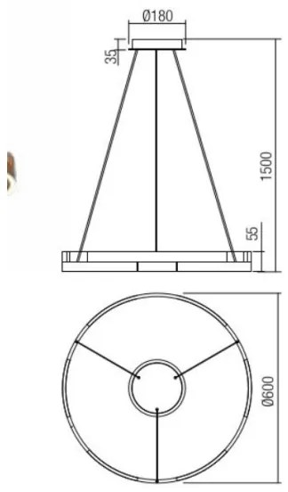 Redo 01-3173 - LED Dimmelhető csillár zsinóron CASTLE LED/36W/230V fekete