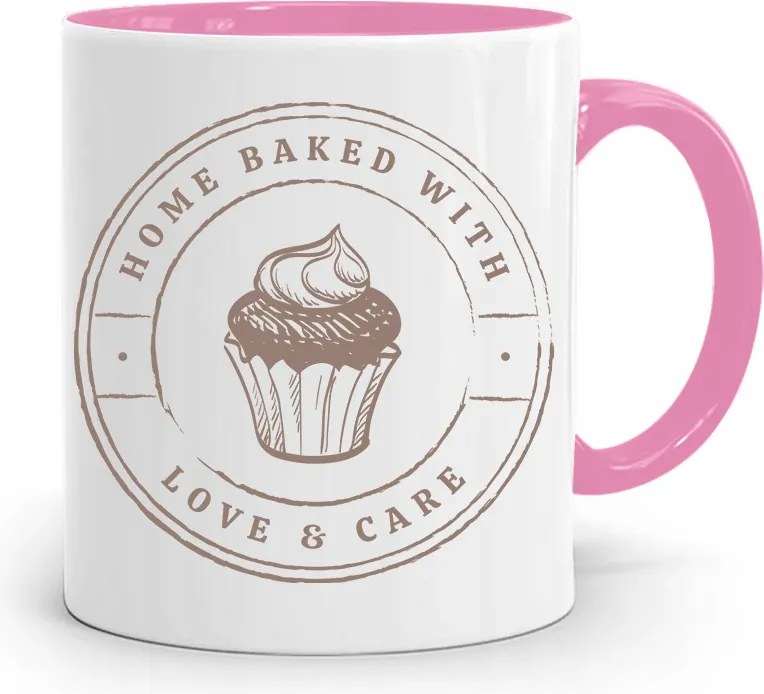 Rózsaszín Bögre Péknek Home Baked Ajándék fényképes nyomtatással