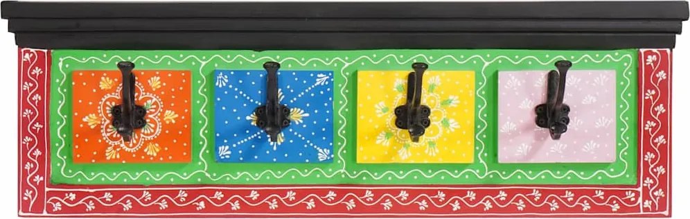 vidaXL Kabáthorog Fekete 80 x 25 x 2 cm Tömör Mangófát
