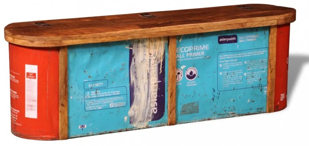 Antikolt hatású tömör fa tárolórekeszes pad