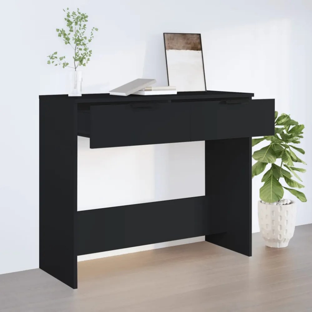 fekete szerelt fa tálalóasztal 90 x 36 x 75 cm