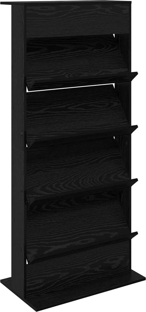vidaXL Magazin állvány polcokkal Fekete tölgy 70 x 41 x 156 cm Faanyag