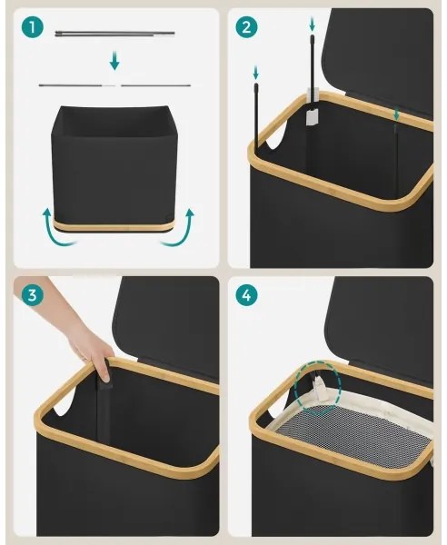 TATE fekete szennyeskosár