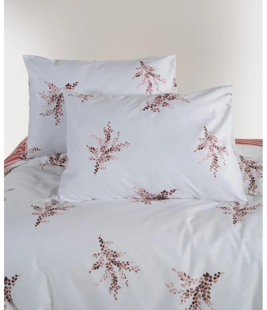 Fehér-rózsaszín egyszemélyes renforcé pamut ágyneműhuzat 140x200 cm Breeze Floral – Mila Home Luxury