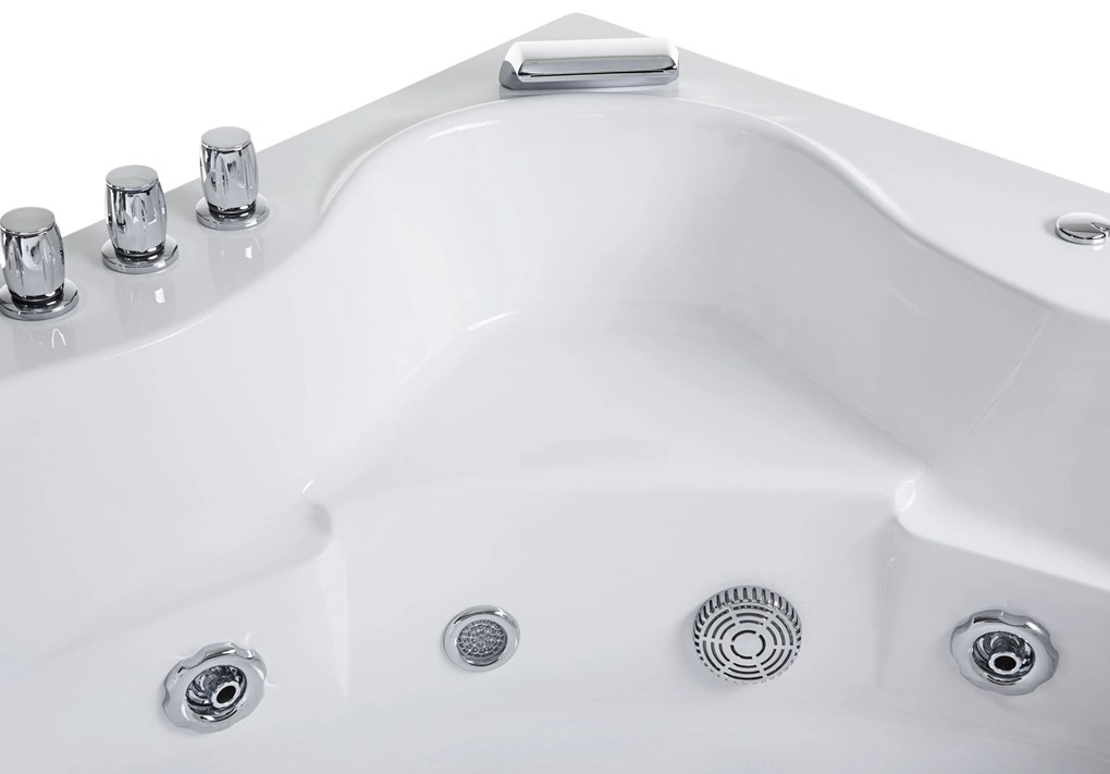 Fehér whirlpool masszázskád LED világítással 205 x 146 cm TOCOA Beliani