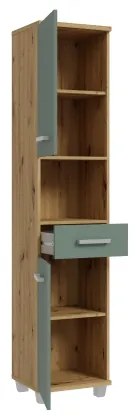 VENOM fürdőszobaszekrény, zöld/artisan tölgy