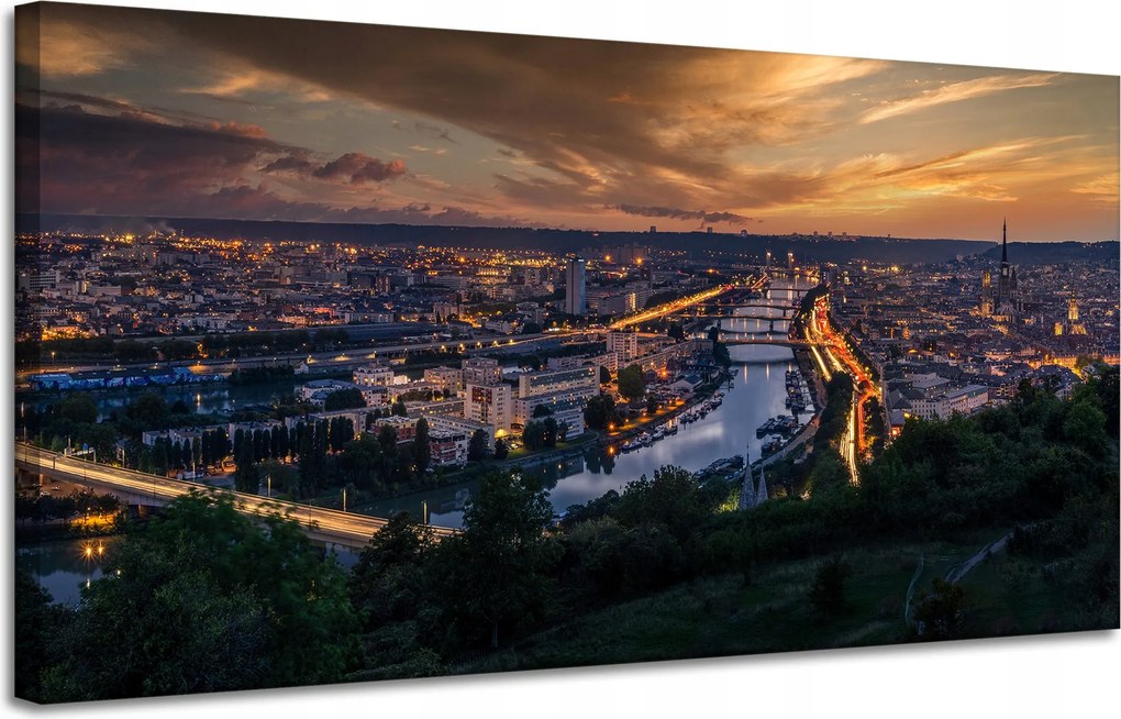 Vászonkép Építészet Rouen Este 120X60