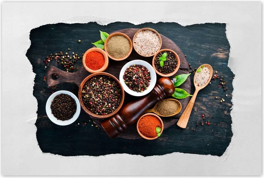 Poszterek 60x40 Bors színes só deszka