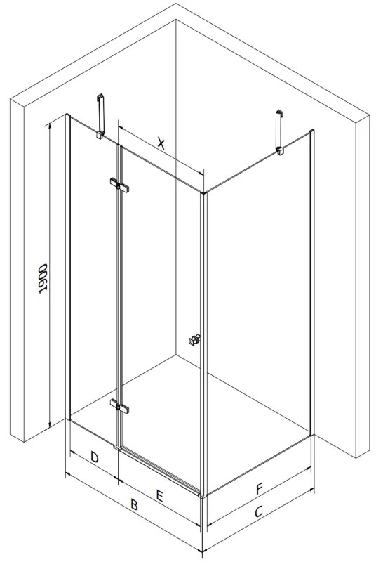 Mexen Roma, zuhanykabin csuklós ajtóval 100 (ajtó) x 120 (fal) cm, 6mm szürke üveg, króm profil + vékony zuhanytálca fehér + króm szifon, 854-100-120…