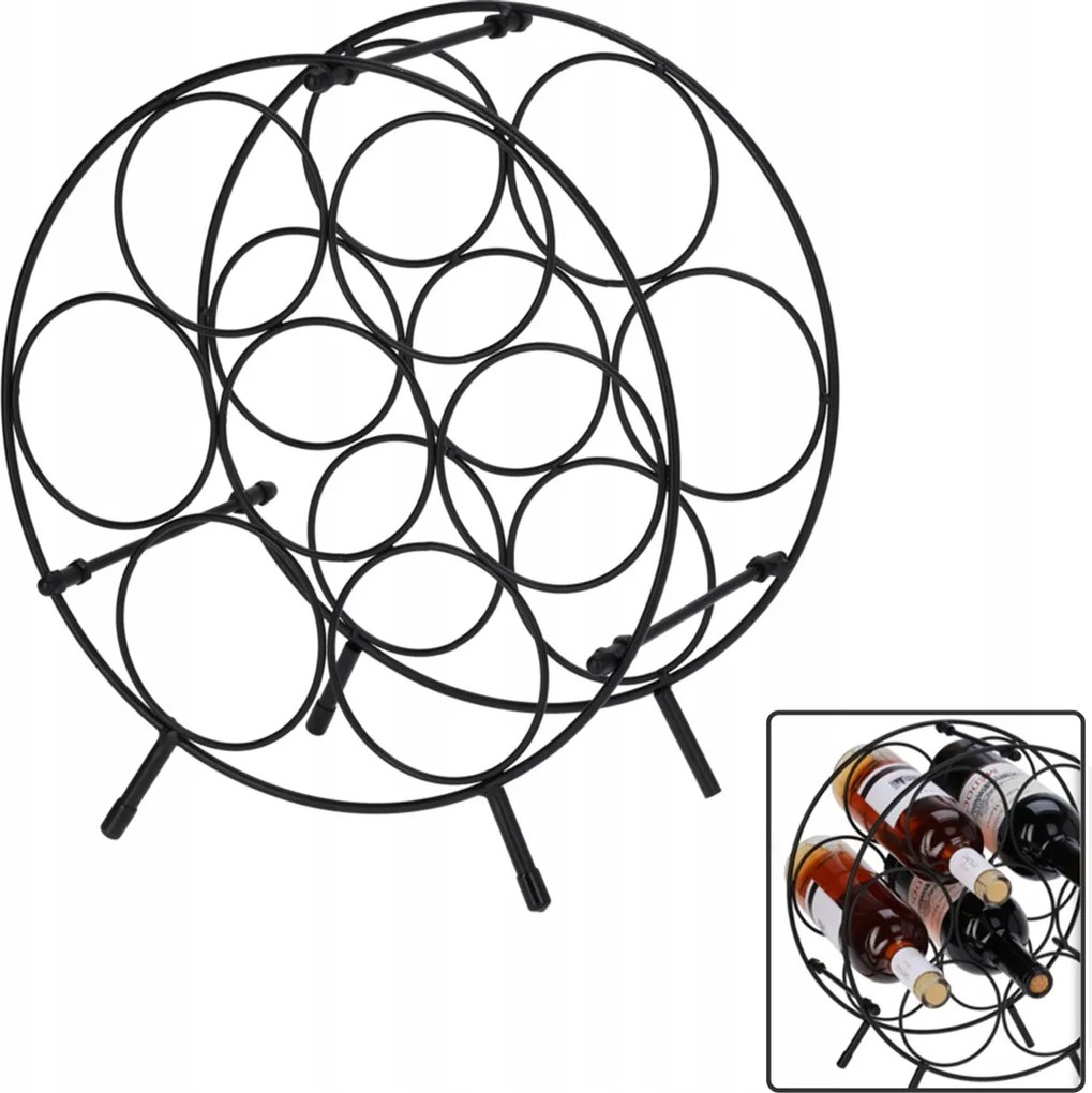 Borállvány 7 Palackhoz, 33,5 CM, Kamrába, Étkezőbe, Konyhába, Kerek