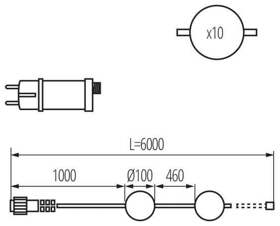 Kanlux 38031-LED Kültéri dekoratív lánc GIRLAND STONO 10xLED/10W/230V 6m IP67
