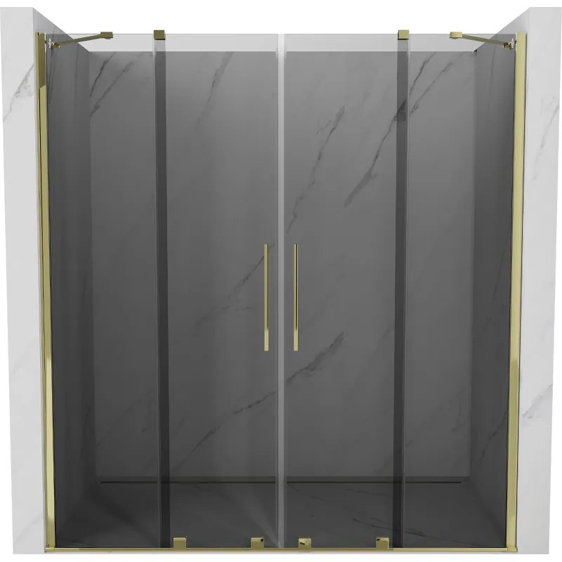 Mexen Velar Duo, tolózuhanyajtó nyitáshoz 180 cm, 8mm szürke üveg, arany fényes, 871-180-000-42-50