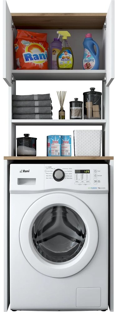 Fürdőszoba szekrény Karoline 101 (fehér + dió). Akció -27%. 1073336